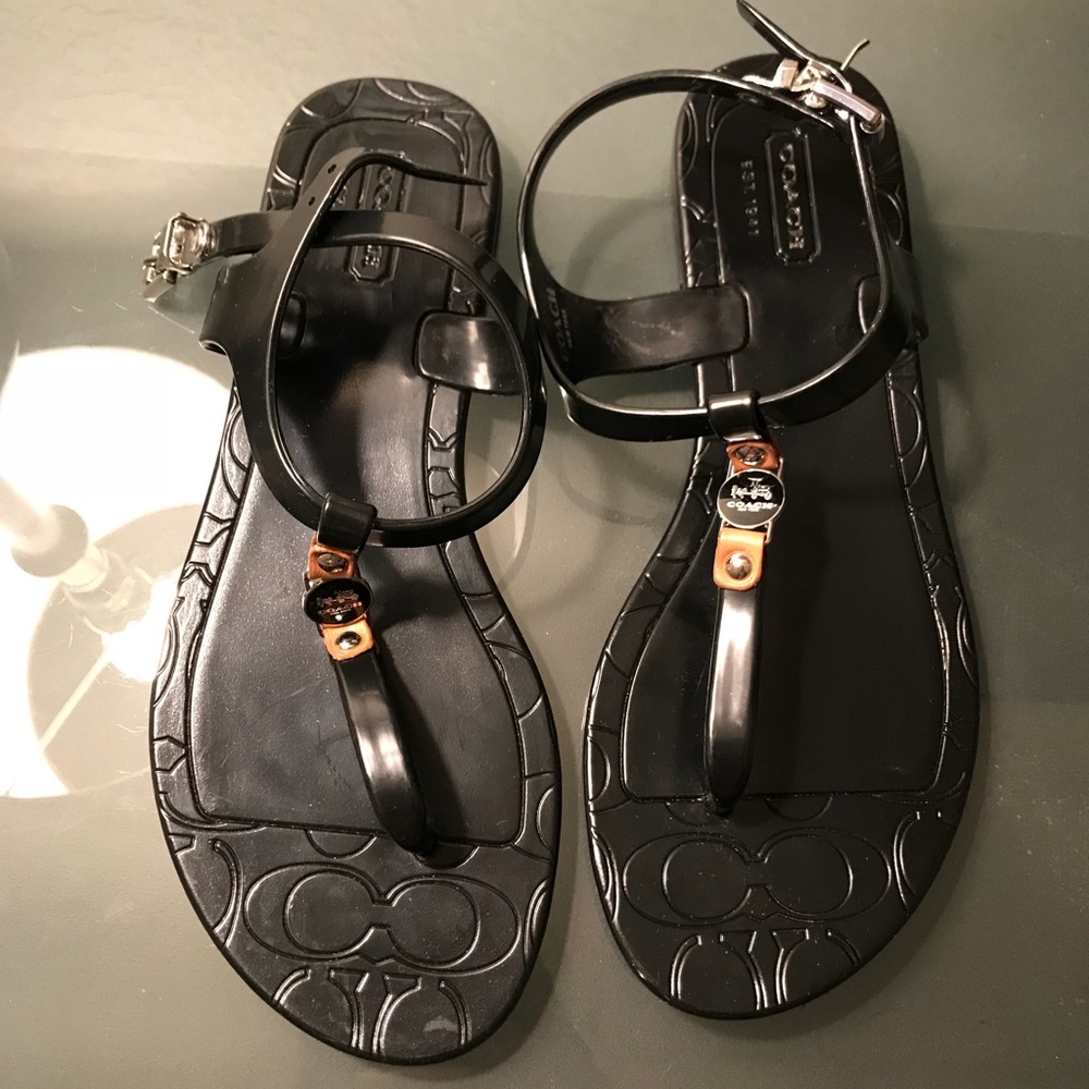 Black Coach Piccadilly Jelly Sandals